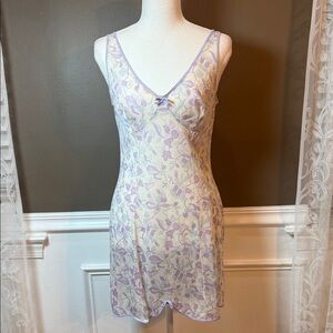 Vintage 90s Sheer Floral Slip Dress Pastel Coquette S